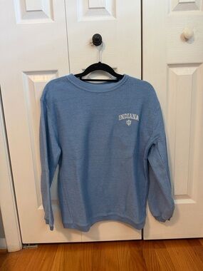 MV Sport Ribbed Indiana Blue Light Weight Crewneck